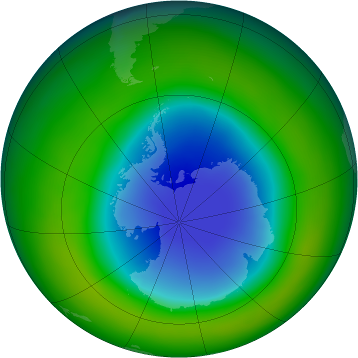 Antarctic ozone map for November 2007